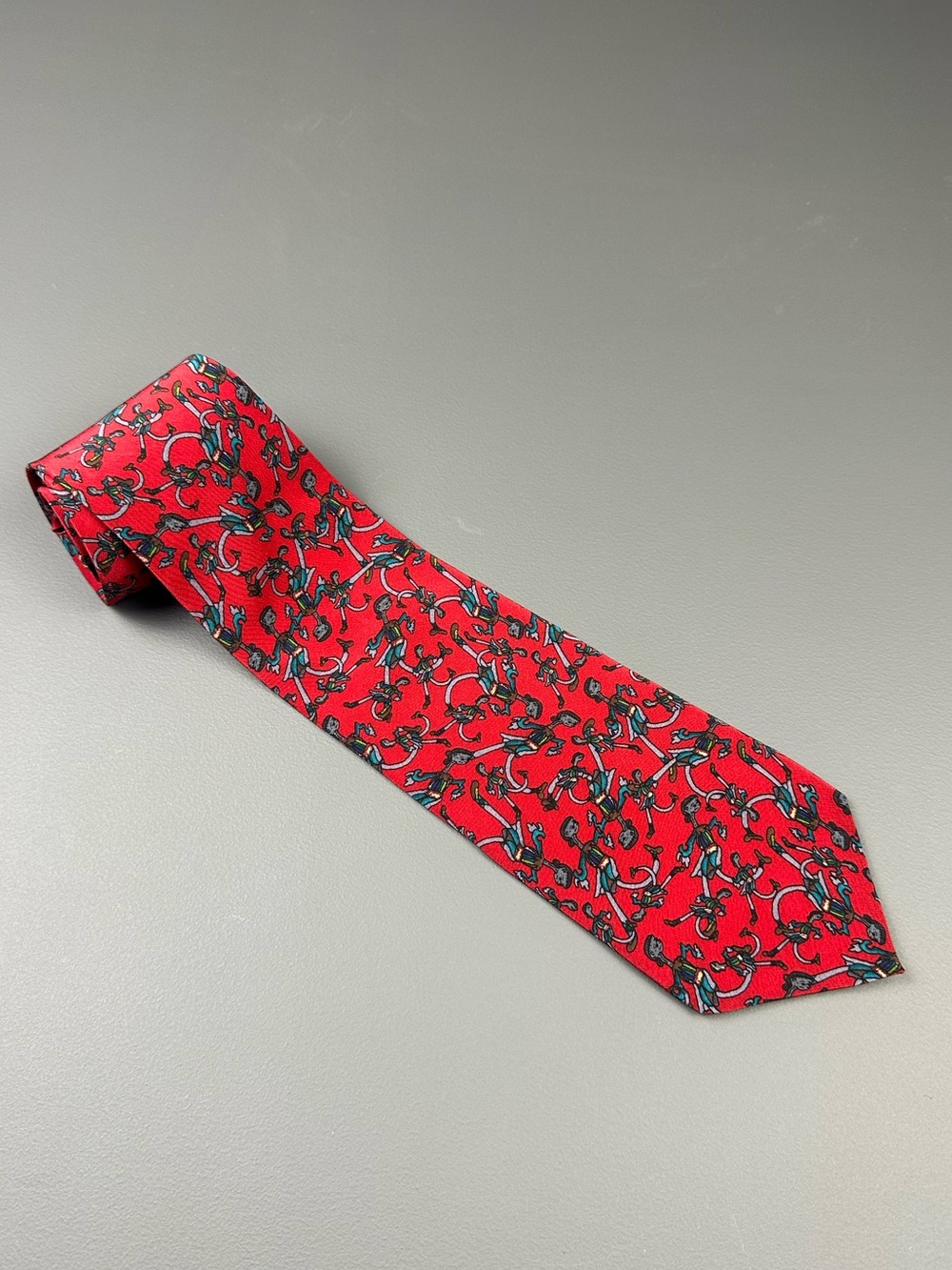 Jerry Garcia Lady with Argyle Socks Collection Six Silk Tie Red 3 3/4 x 56